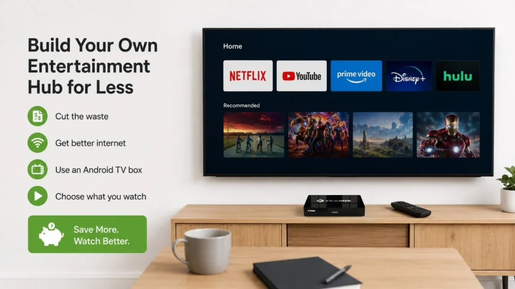 Build a custom home entertainment hub to implement long-term strategies on how to save on cable and internet