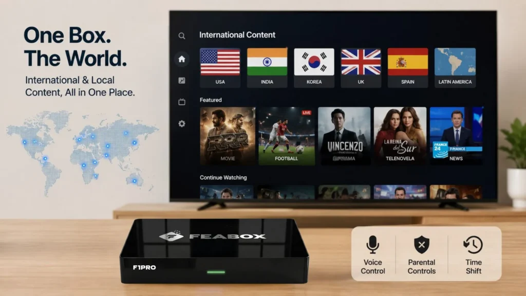 Secure global streaming hardware with parental controls. Enhances user privacy with zero data collection