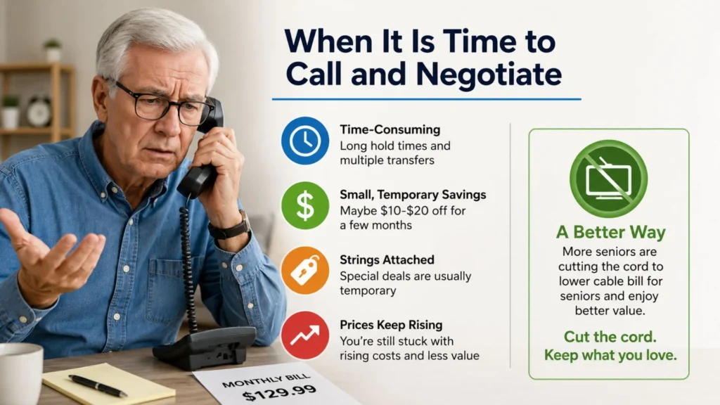 Why negotiating temporary rate cuts fails when learning how to lower cable bill for seniors.