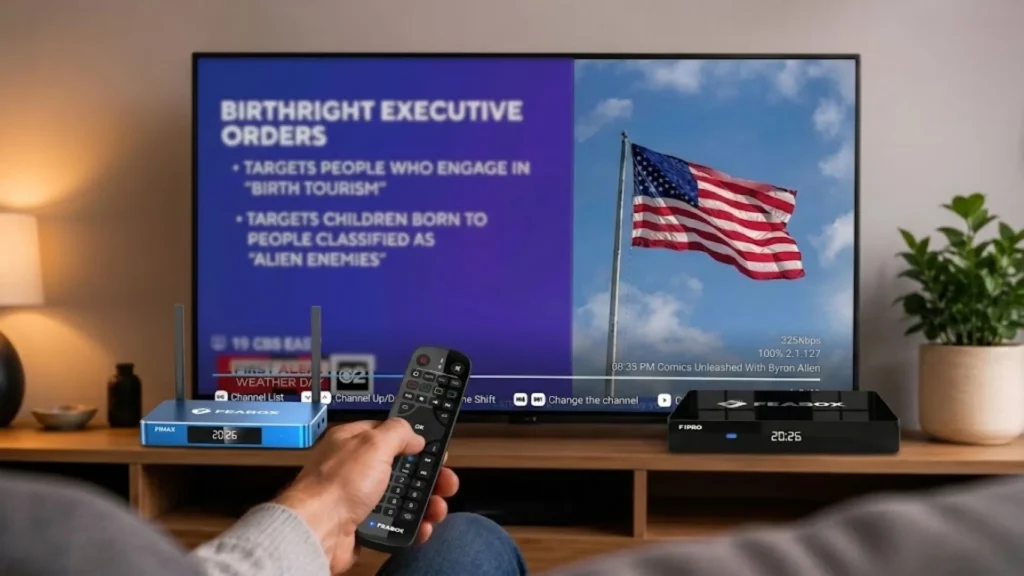 User-friendly remote control interface for accessing regional news broadcasts easily.