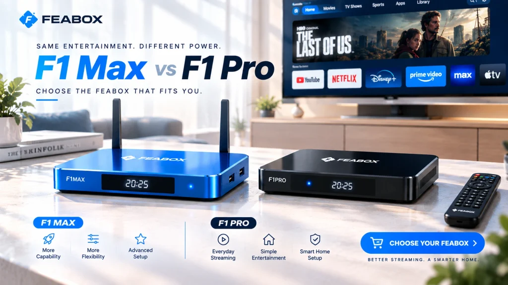 Choose if Feabox F1 Pro or Feabox F2 Max fit for your TV